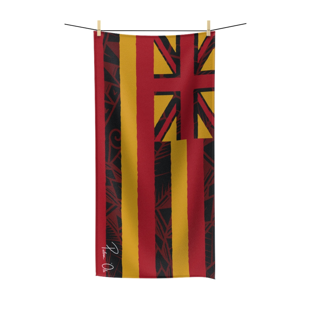 Tribal Flag Polycotton Towel (Red)
