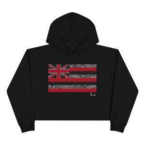 Kanaka Kollection Tribal Flag Cropped Hoodie (Gray)