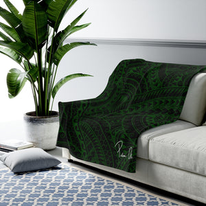 Tribal Velveteen Plush Blanket (Green)
