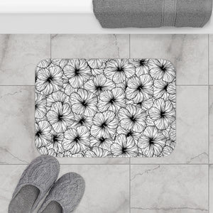 Hibiscus Bath Mat (B&W)