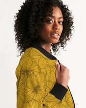 Load image into Gallery viewer, Hibiscus Women&#39;s Bomber Jacket (Yellow)
