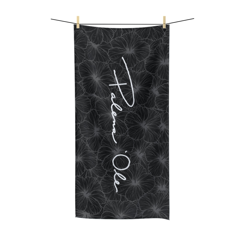 Hibiscus Script Polycotton Towel (Gray)