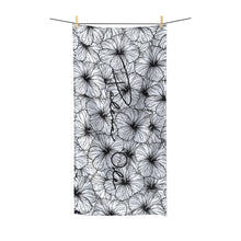Load image into Gallery viewer, Hibiscus Script Polycotton Towel (B&amp;W)
