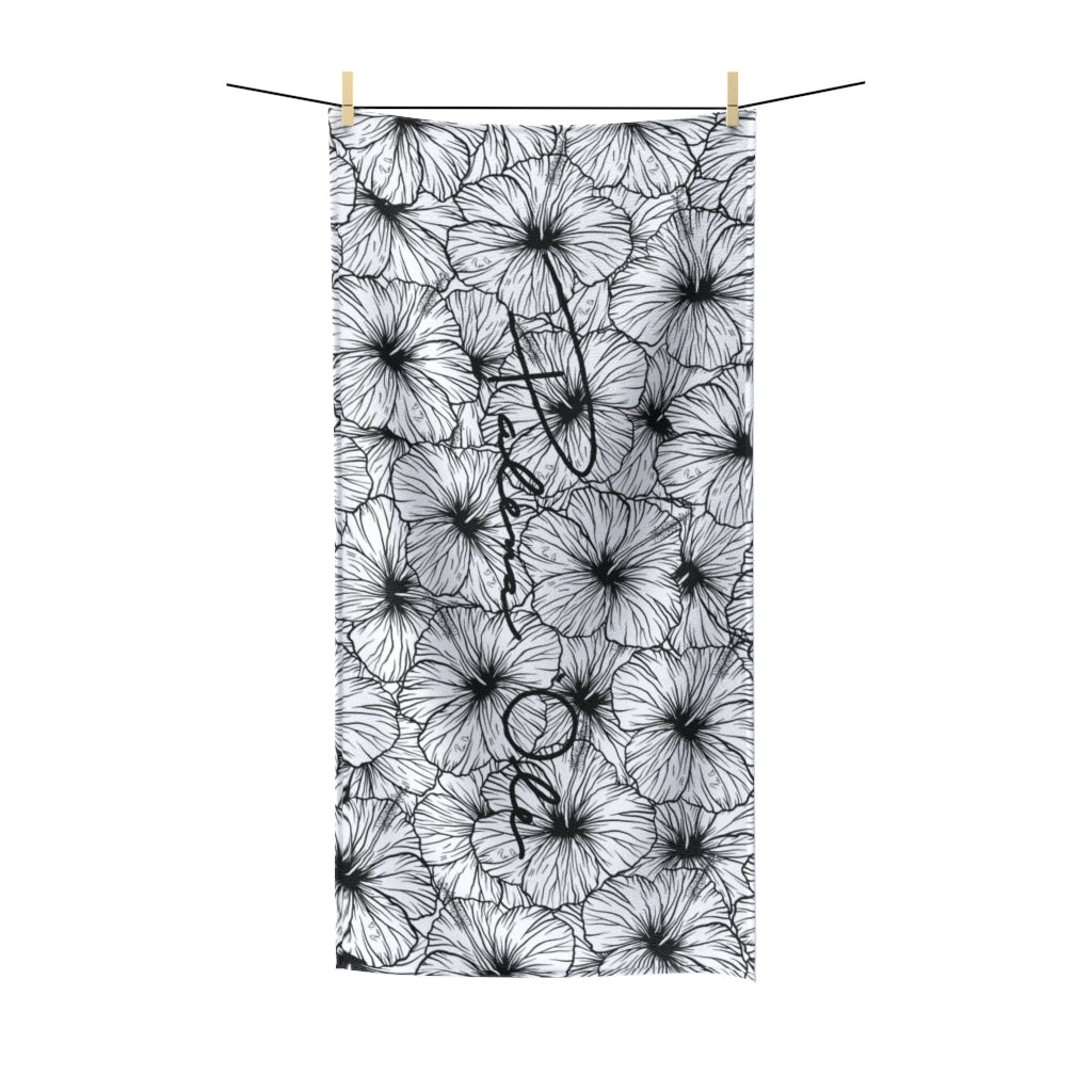 Hibiscus Script Polycotton Towel (B&W)