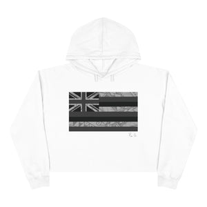 Kanaka Kollection Tribal Flag Cropped Hoodie (B&W)