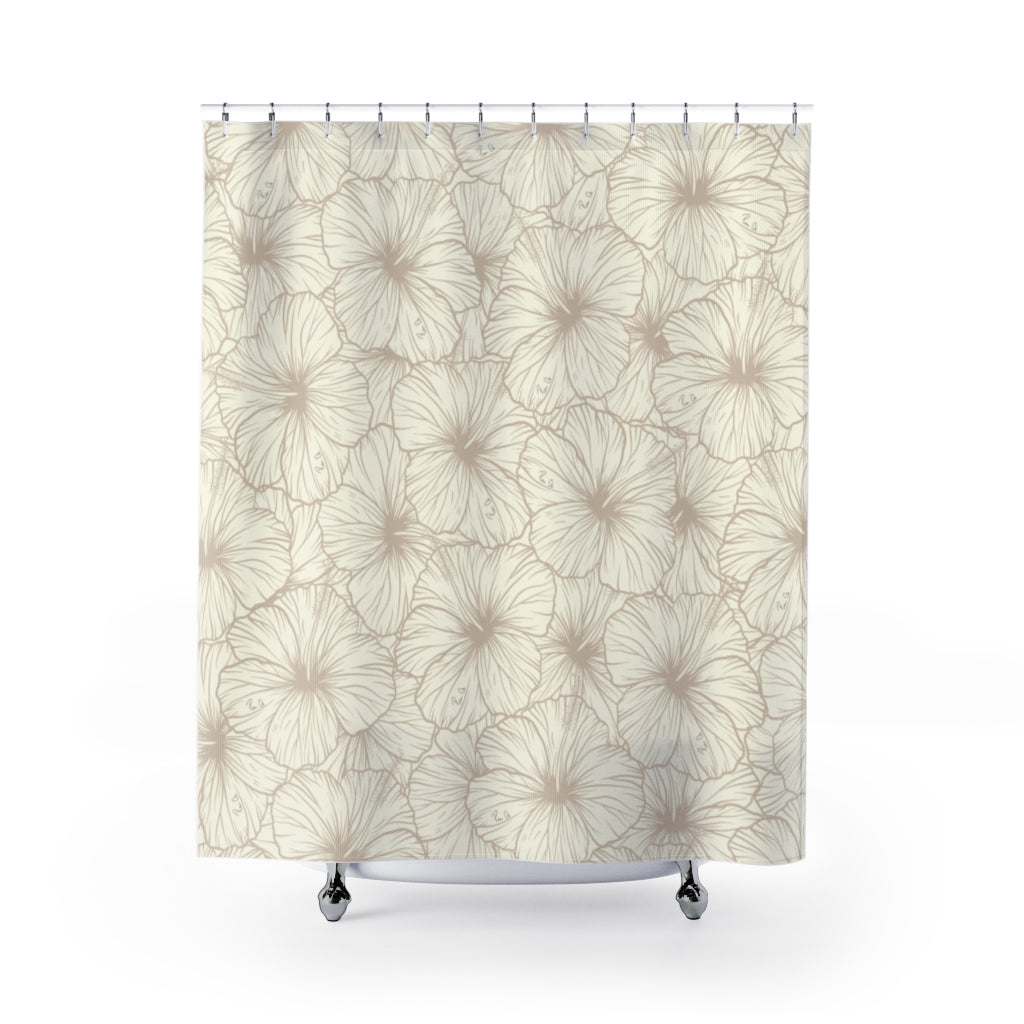 Hibiscus Shower Curtain (Off White)