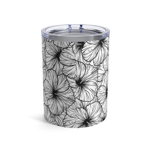 Hibiscus Tumbler Cup 10oz (B&W)