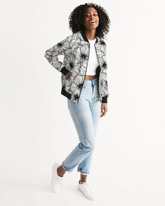 Hibiscus Women's Bomber Jacket (B&W)