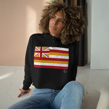 Load image into Gallery viewer, Kanaka Kollection Tribal Flag Cropped Hoodie (White)
