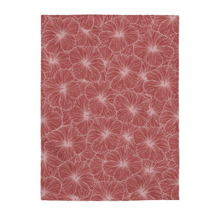 Hibiscus Velveteen Plush Blanket (Light Pink)